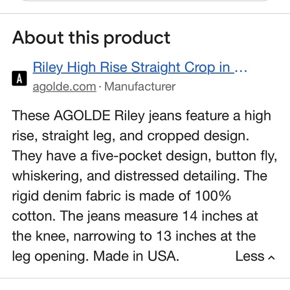 Agolde Riley High Rise Straight Crop Jeans - Picture 2 of 9
